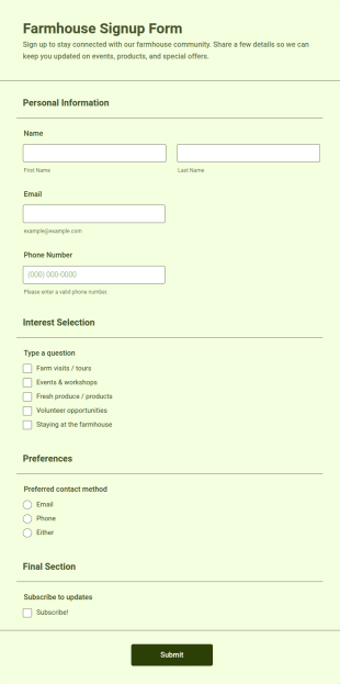 Farmhouse Signup Form Template