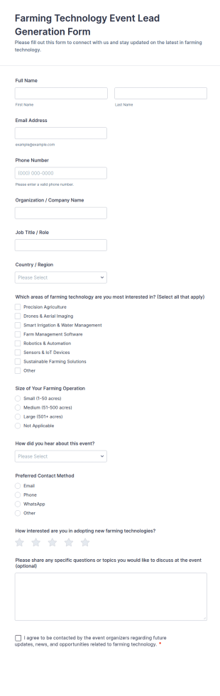 Farming Technology Event Lead Generation Form Template