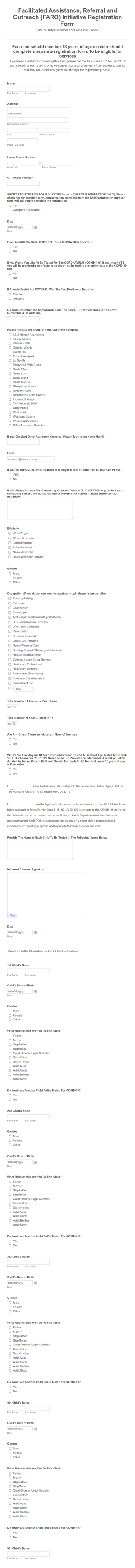 FARO Initiative Registration Form Template