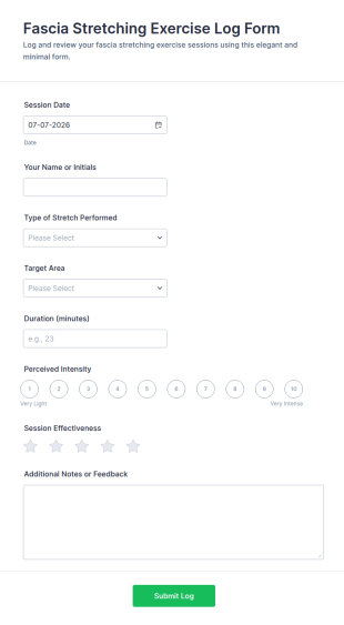 Fascia Stretching Exercise Log Form Template