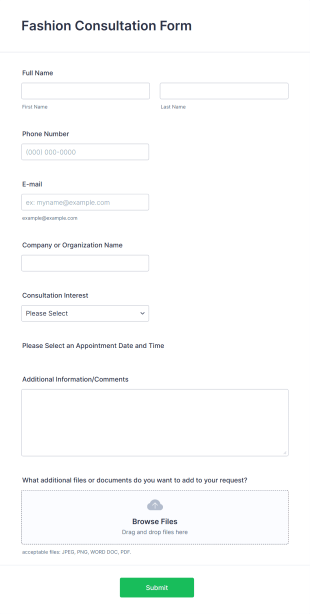 Fashion Consultation Form Template