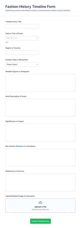 Fashion History Timeline Form Template
