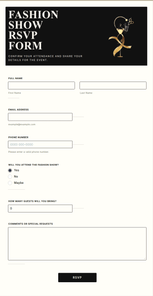 Fashion Show RSVP Form Template