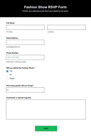 Fashion Show RSVP Form Template