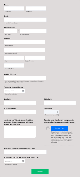 Fast Easy Offer Form Template