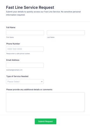Fast Line Service Request Form Template
