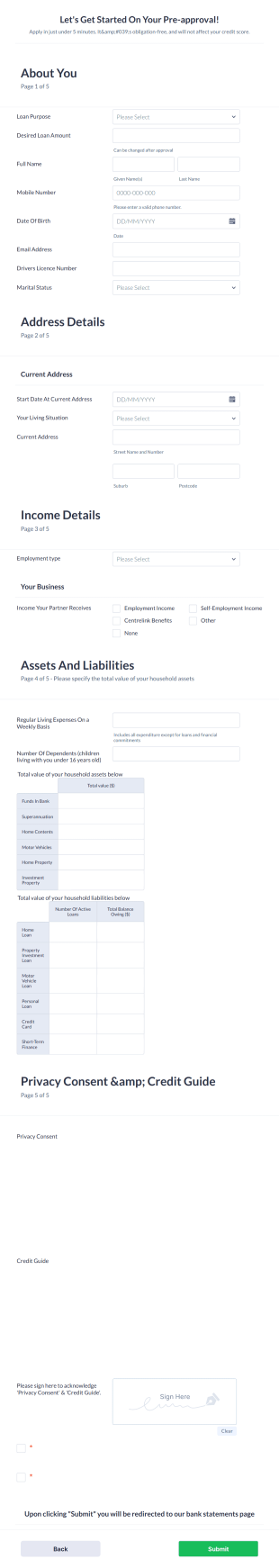 Fast Track Application Form Template
