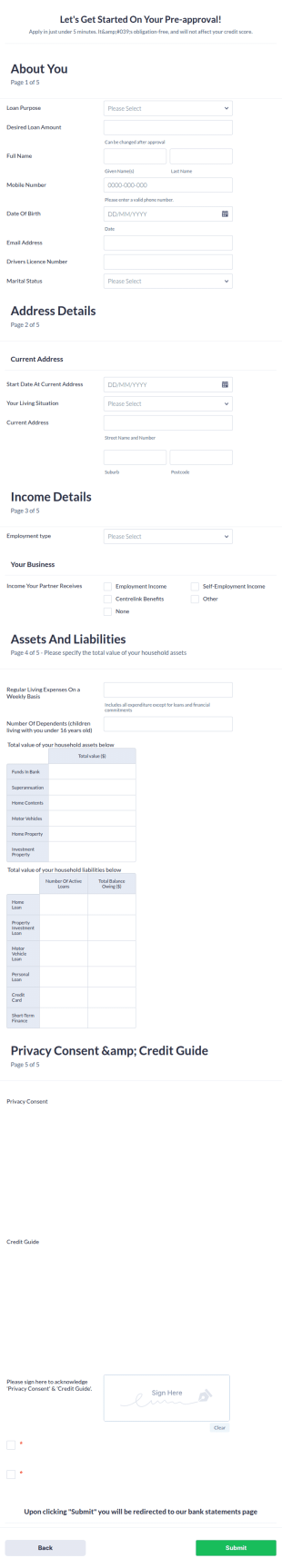 Fast Track Application Form Template