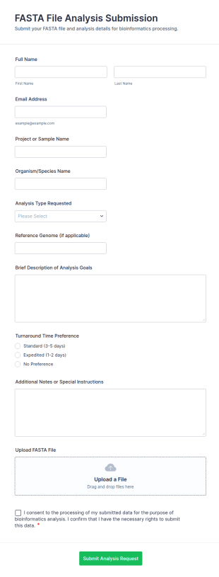 FASTA File Analysis Submission Form Template
