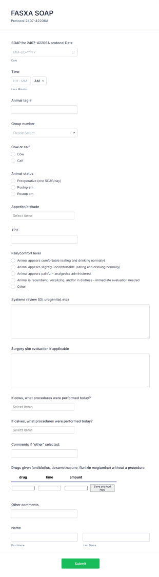 Animal Care SOAP Form Template