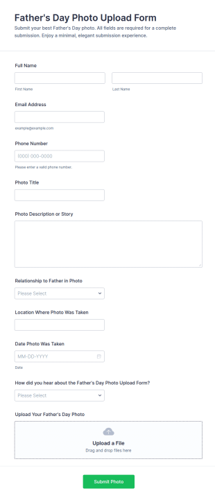 Father’s Day Photo Upload Form Template
