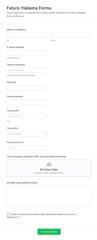 Fatura Yükleme Form Şablonu