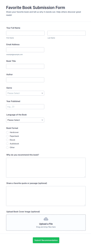 Favorite Book Submission Form Template