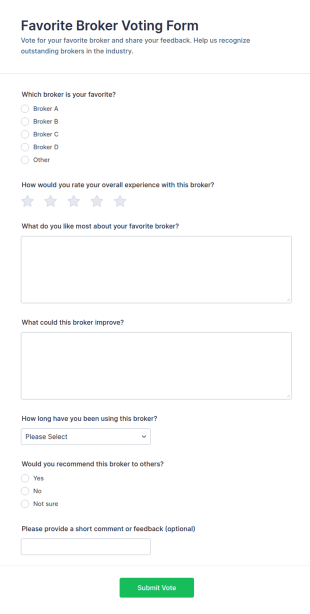 Favorite Broker Voting Form Template