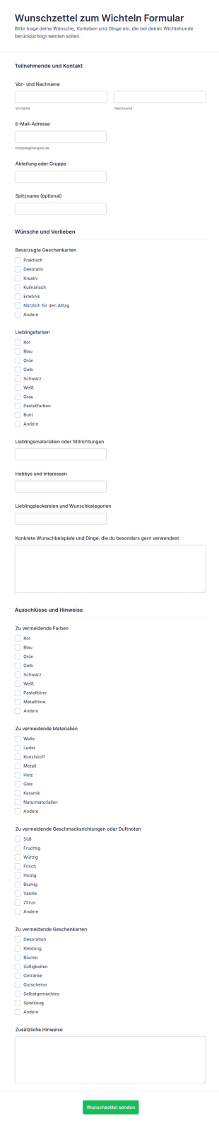 Favoriten Für Das Wichteln Form