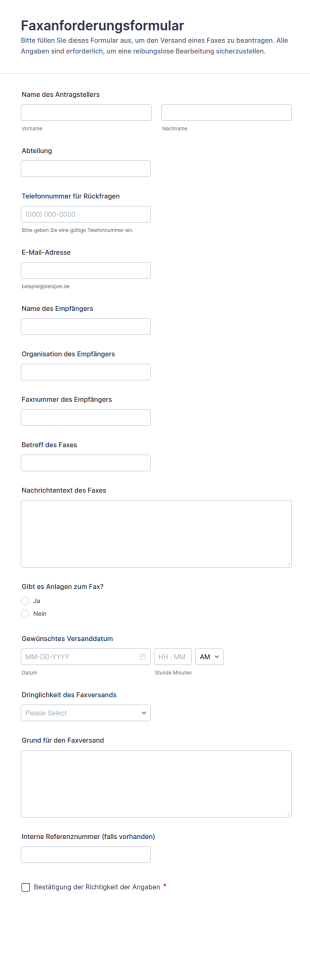 Faxanforderungsformular