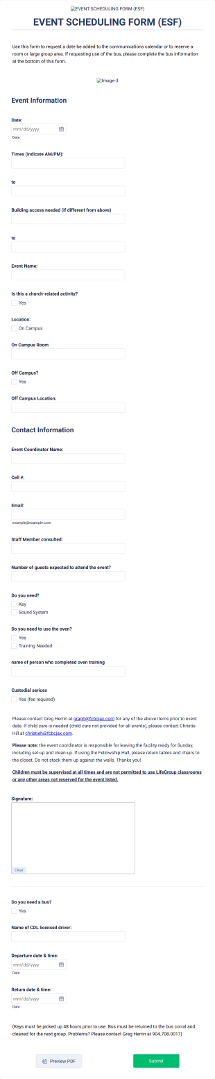 Fcbc Event Scheduling Form (Esf) Form Template