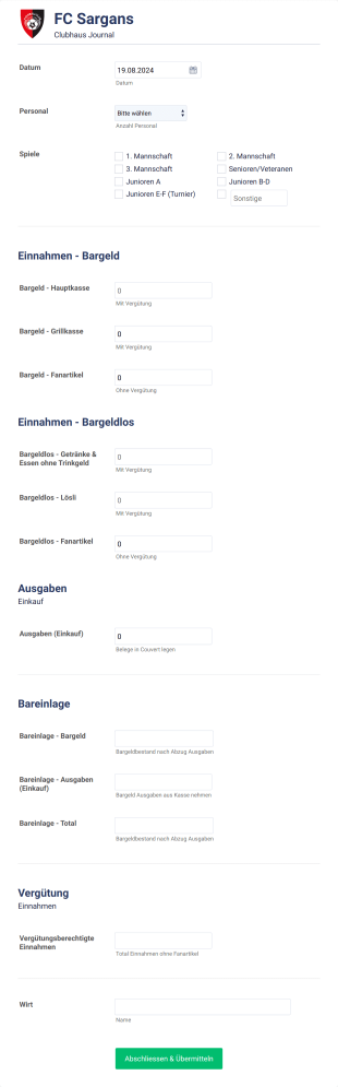 FCS Clubhaus Journal Form Template