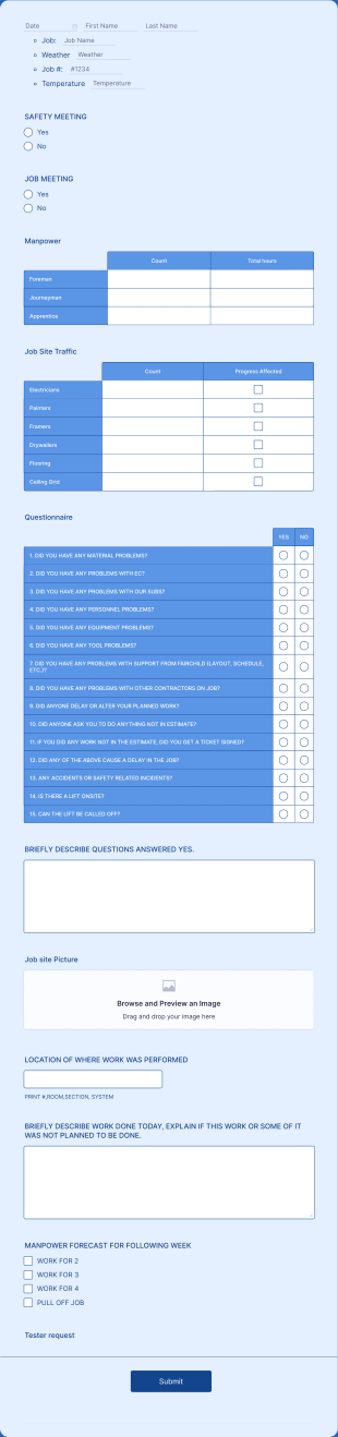 FCS Daily Progress Report Form Template