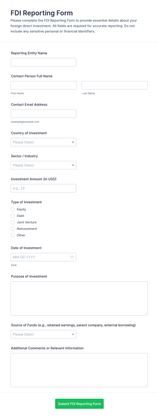 FDI Reporting Form Template