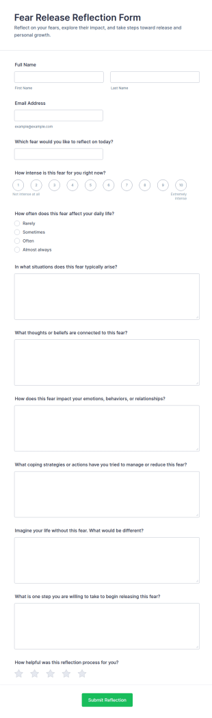 Fear Release Reflection Form Template