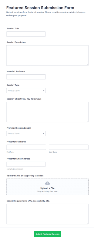 Featured Session Submission Form Template