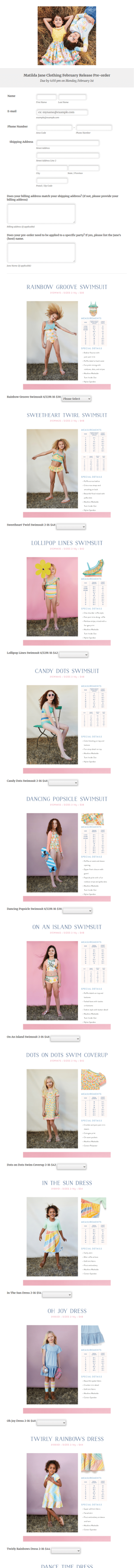 February Matilda Jane Pre Order Form Template