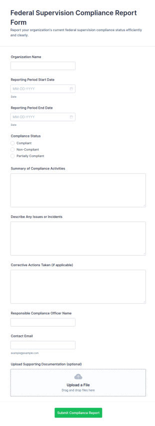 Federal Supervision Compliance Report Form Template