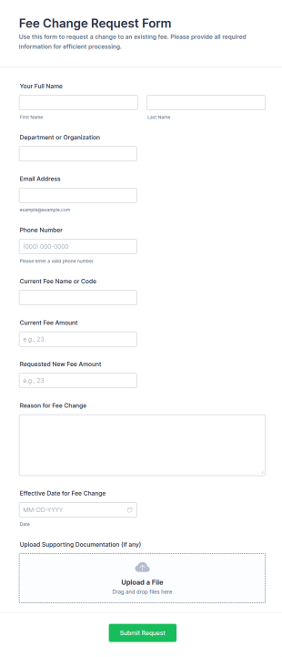 Fee Change Request Form Template
