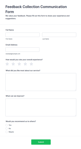 Feedback Collection Communication Form Template