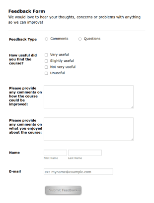 Feedback Form For Courses