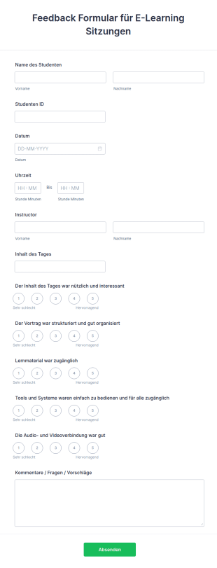 Feedback Formular Für E Learning Sitzungen