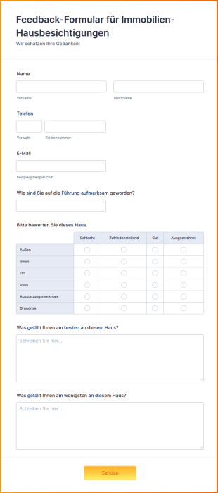 Feedback Formular Für Immobilien Hausbesichtigungen