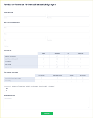 Feedback Formular Für Immobilienbesichtigungen Form Template
