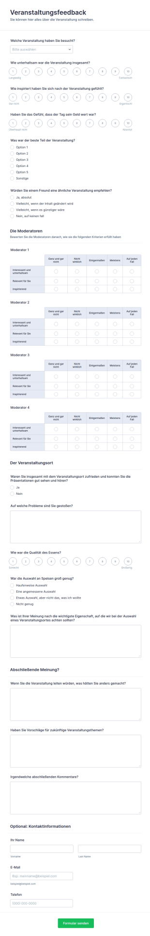 Feedback Formular Für Moderatoren