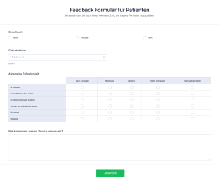 Feedback Formular Für Patienten Form Template