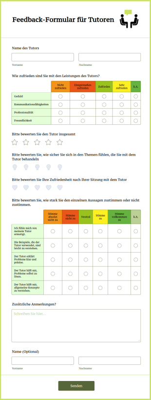 Feedback Formular Für Tutoren