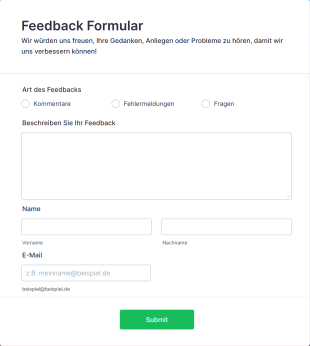 Feedback Formular Form Template