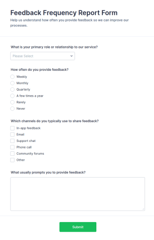 Feedback Frequency Report Form Template