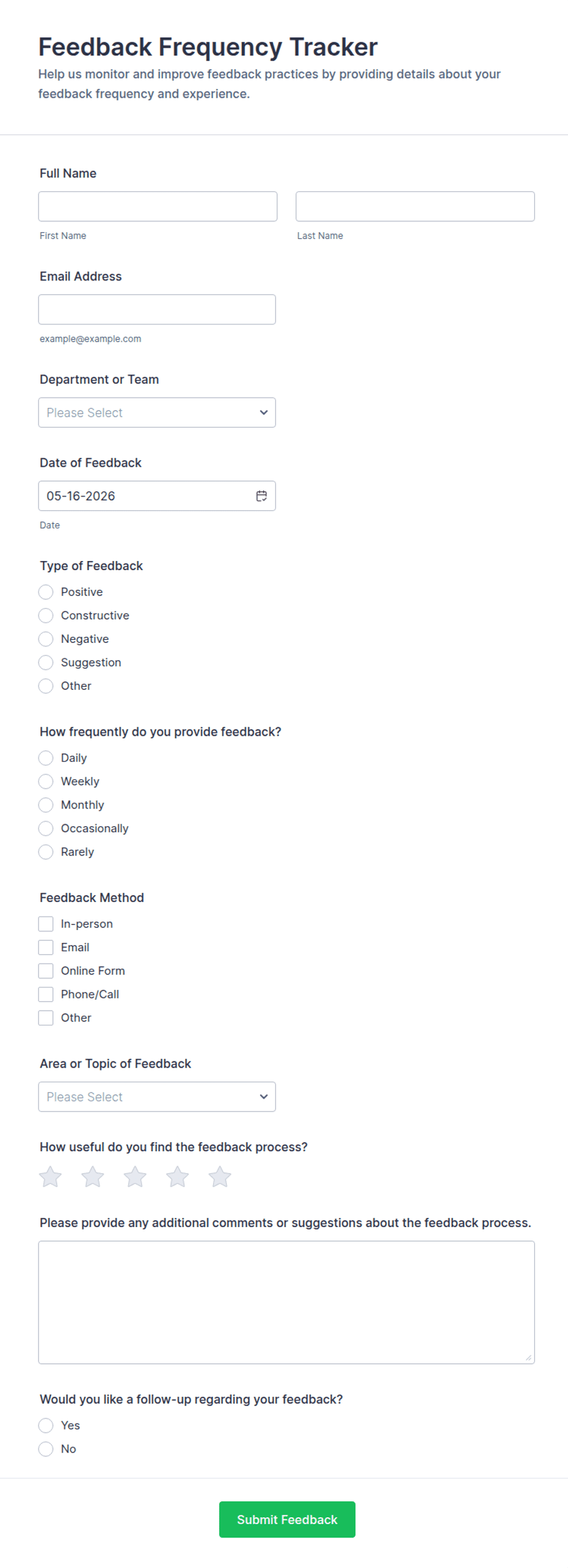 Feedback Frequency Tracker Form Template | Jotform