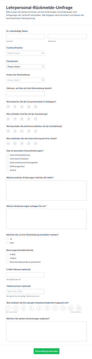 Feedback Für Lehrkräfte Survey