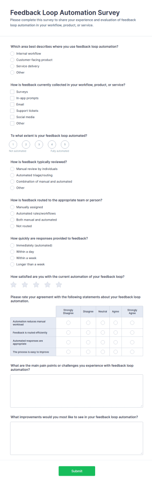 Feedback Loop Automation Survey Form Template