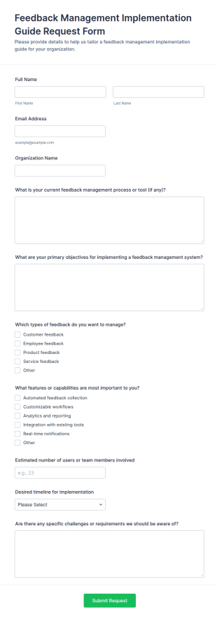 Feedback Management Implementation Guide Request Form Template