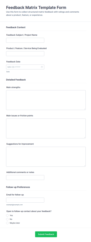 Feedback Matrix Template Form