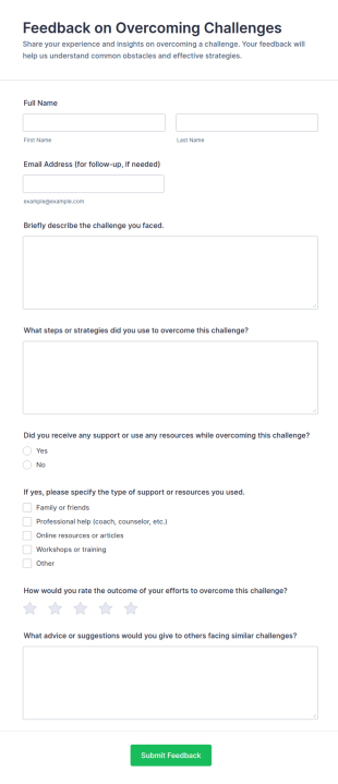 Feedback On Overcoming Challenges Form Template