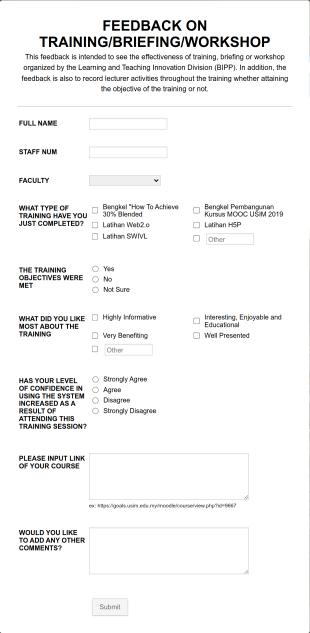 Feedback On TrainingBriefingWorkshop Form Template