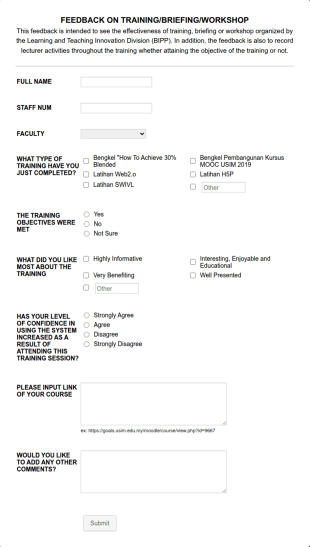 Feedback On TrainingBriefingWorkshop Form Template
