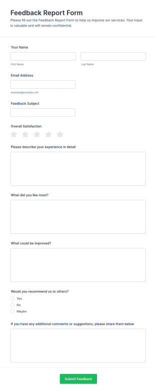 Feedback Report Form Template