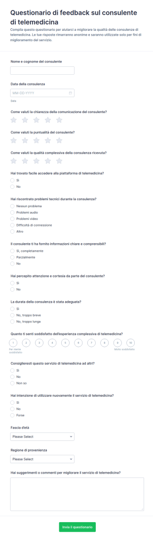 Feedback Sul Consulto Di Telemedicina