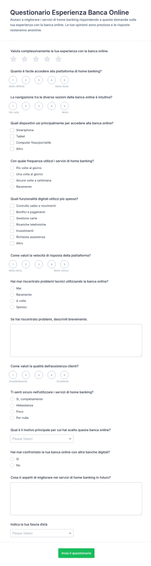 Feedback Sul Servizio Di Internet Banking